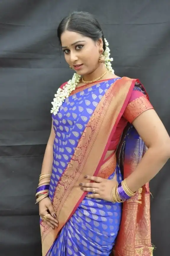 GLAMOROUS INDIAN TV SERIAL ACTRESS SNEHA IN BLUE SAREE 7